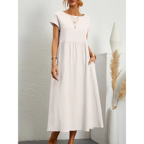 Levoire | Robe En Lin Élégante Avec Col Rond