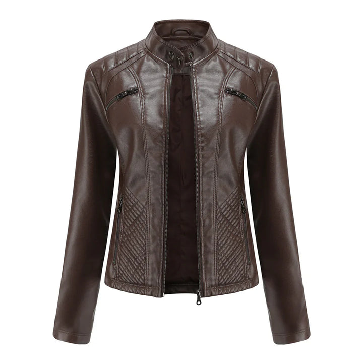 Levoire | Veste De Biker En Simili Cuir Pour Femmes Café