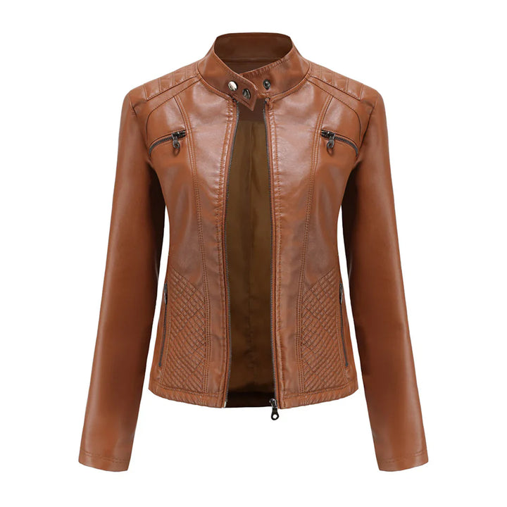Levoire | Veste De Biker En Simili Cuir Pour Femmes Braun