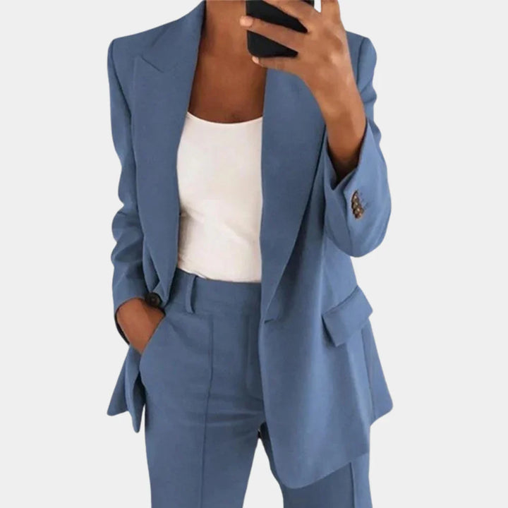 Levoire | Ensemble Blazer Et Pantalon En Deux Pièces Pour Femmes Bleu