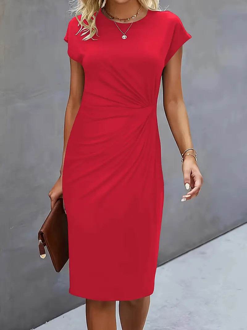 Levoire | Robe Unie Avec Encolure Ronde Et Encolure Ronde Rot