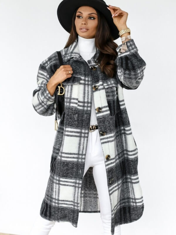 Levoire | Manteau Longline À Motifs Gris foncé