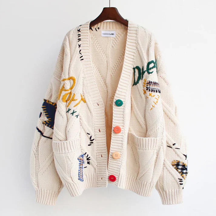 Levoire | Cardigan Avec Accents Patchwork Beige