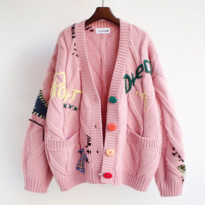Levoire | Cardigan Avec Accents Patchwork Rosa