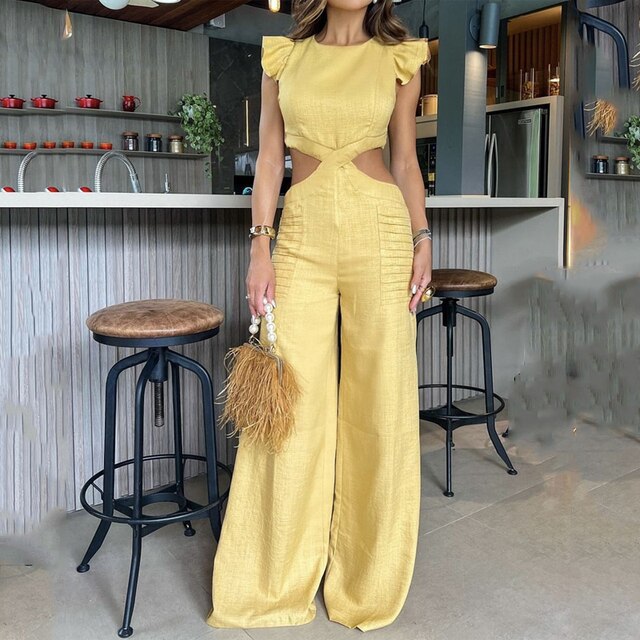 Levoire | Jumpsuit Élégant Et Chic Jaune