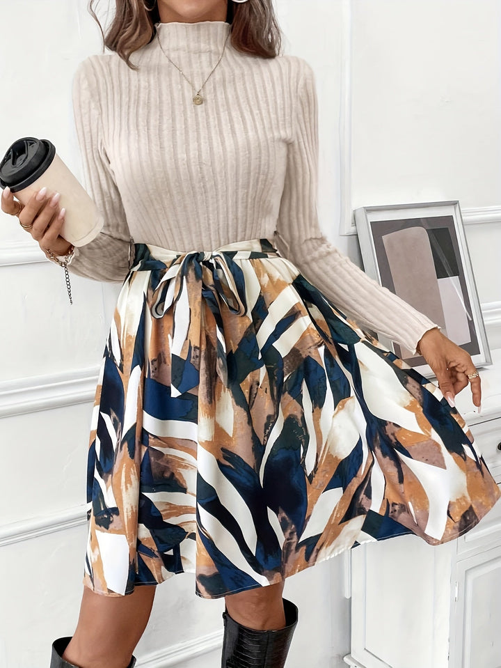 Levoire | Robe En Tricot Élégante Avec Impression Et Nœud