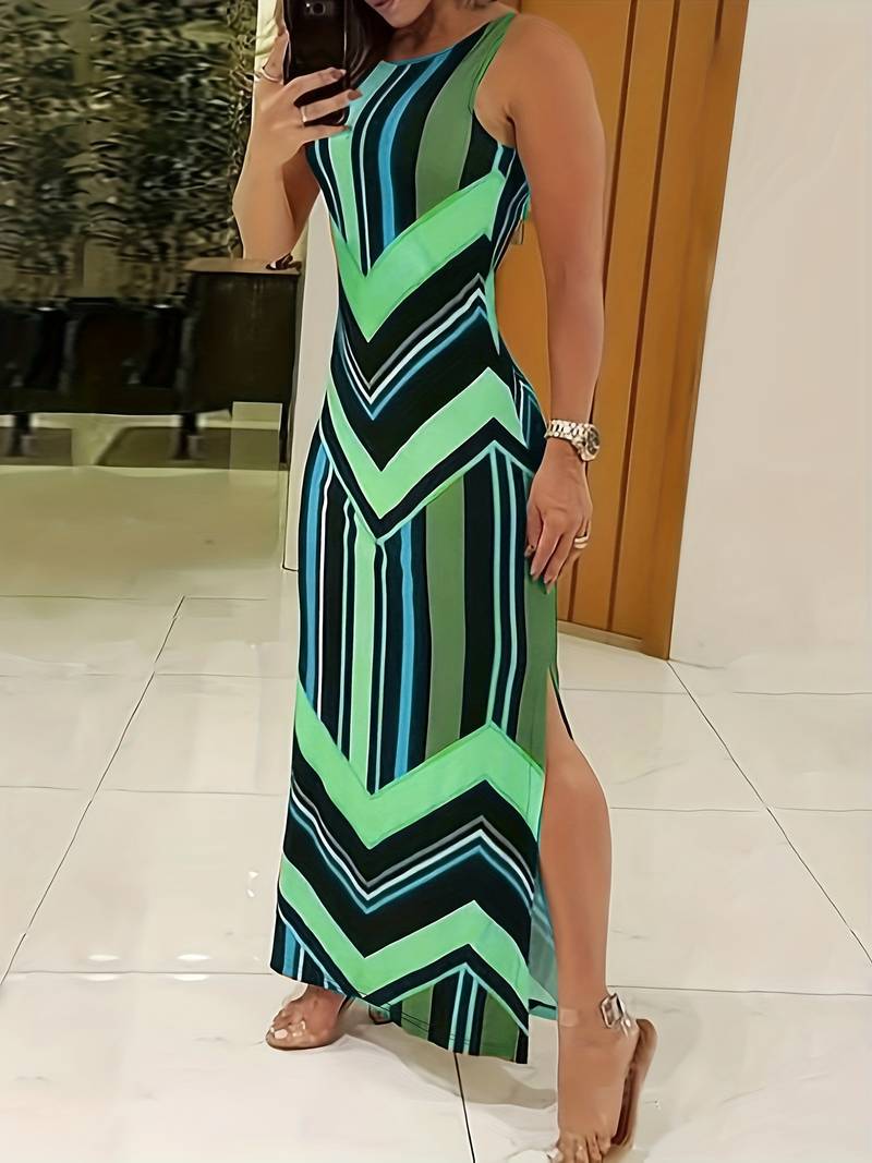 Levoire | Robe Maxi Sans Manches Avec Fente Latérale Vert