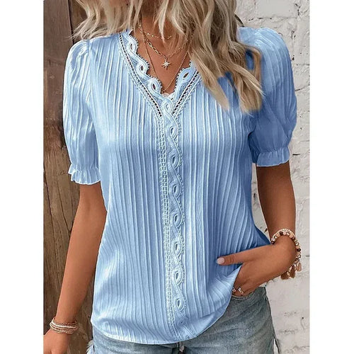 Levoire | Blouse Élégante Avec Décolleté En V Et Dentelle