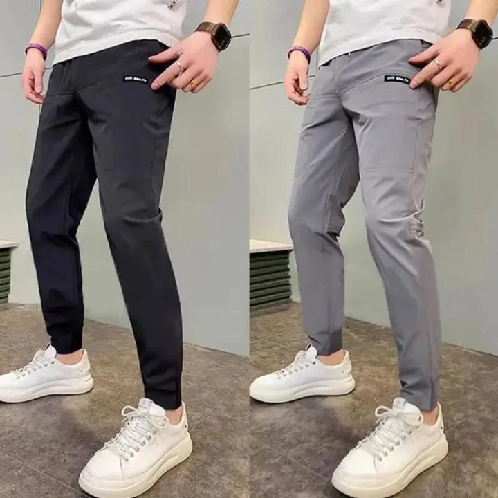 Levoire | Pantalon Cargo Skinny Stretch Gris clair + Noir