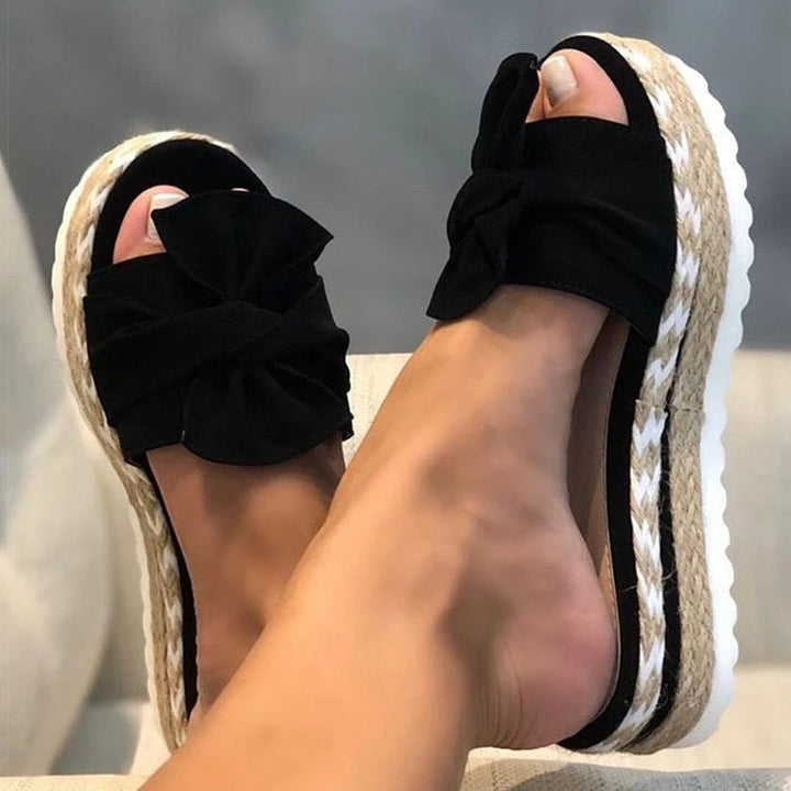 Levoire | Sur Schleife Plateforme Pantoufles Sandales Pour Femmes Noir