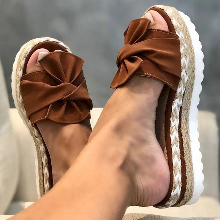Levoire | Sur Schleife Plateforme Pantoufles Sandales Pour Femmes Braun