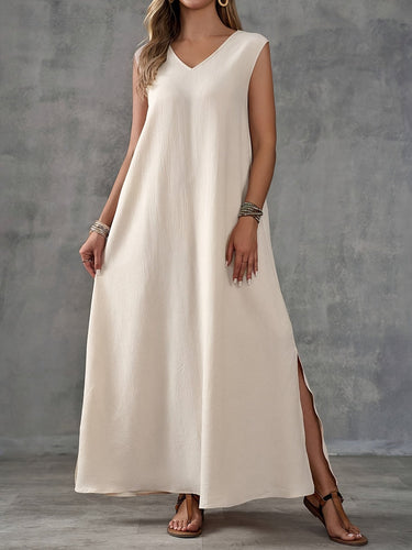 Levoire | Robe Maxi Sans Manches Avec Décolleté En V Et Fente