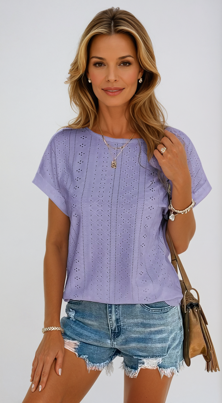 Levoire | Coupe Ample T-Shirt Col Rond À Manches Courtes Vêtements Femme Lilas
