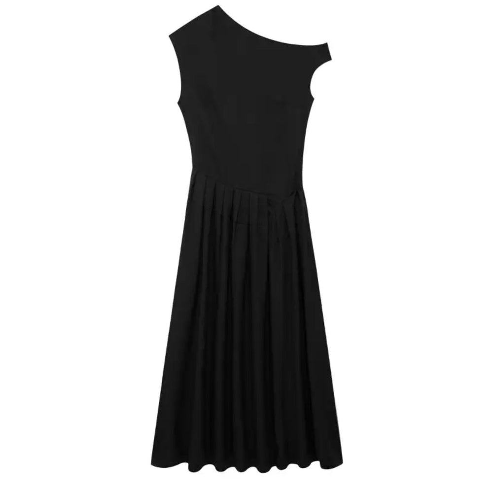 Levoire | Robe Maxi Noire Élégante À Une Épaule Noir