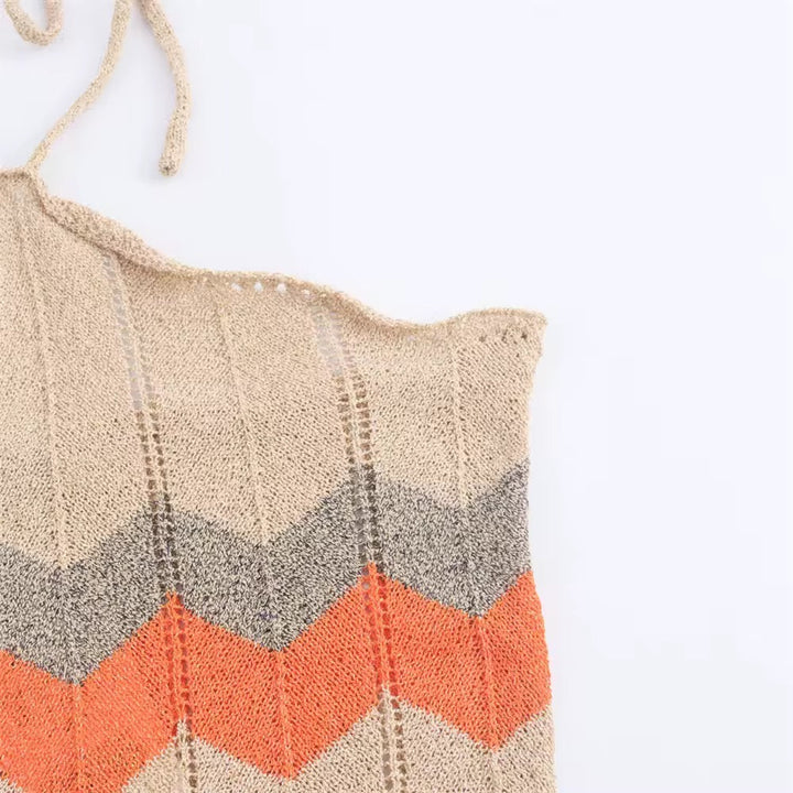 Levoire | Robe Maxi Tricot Avec Motif Zigzag Et Col Montant