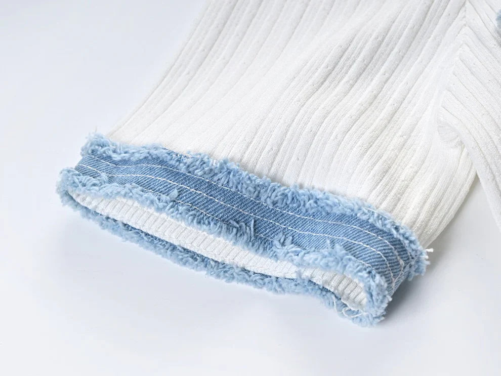 Levoire | Robe Midi En Tricot Et En Denim