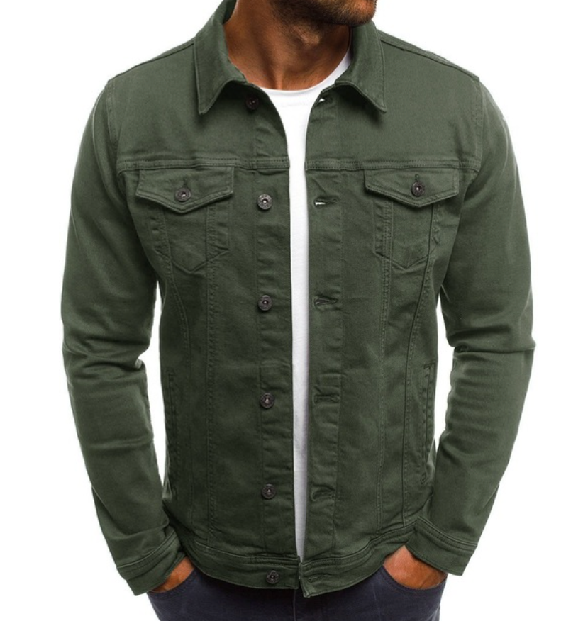 Levoire | Veste en jean à boutons à manches longues avec poches Vert