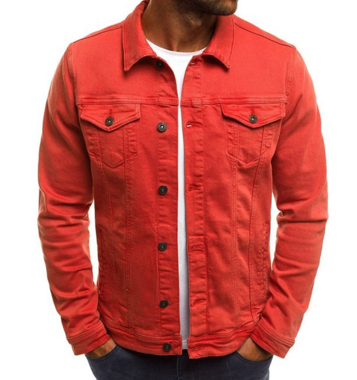 Levoire | Veste en jean à boutons à manches longues avec poches Rot