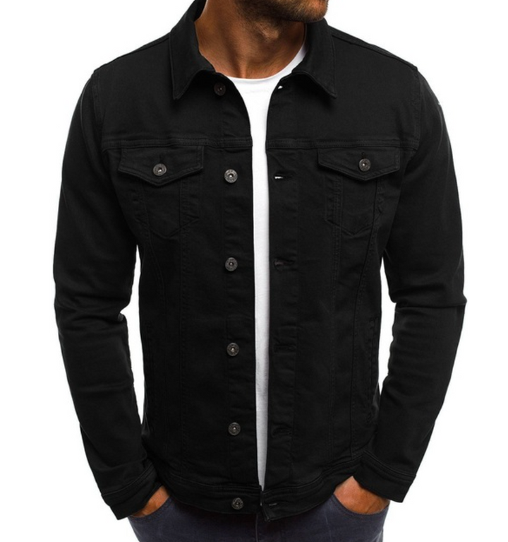Levoire | Veste en jean à boutons à manches longues avec poches Noir
