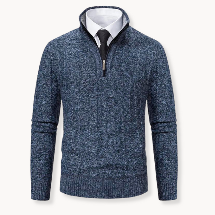 Levoire | Pull En Maille Avec Fermeture Éclair Quart Robuste Bleu