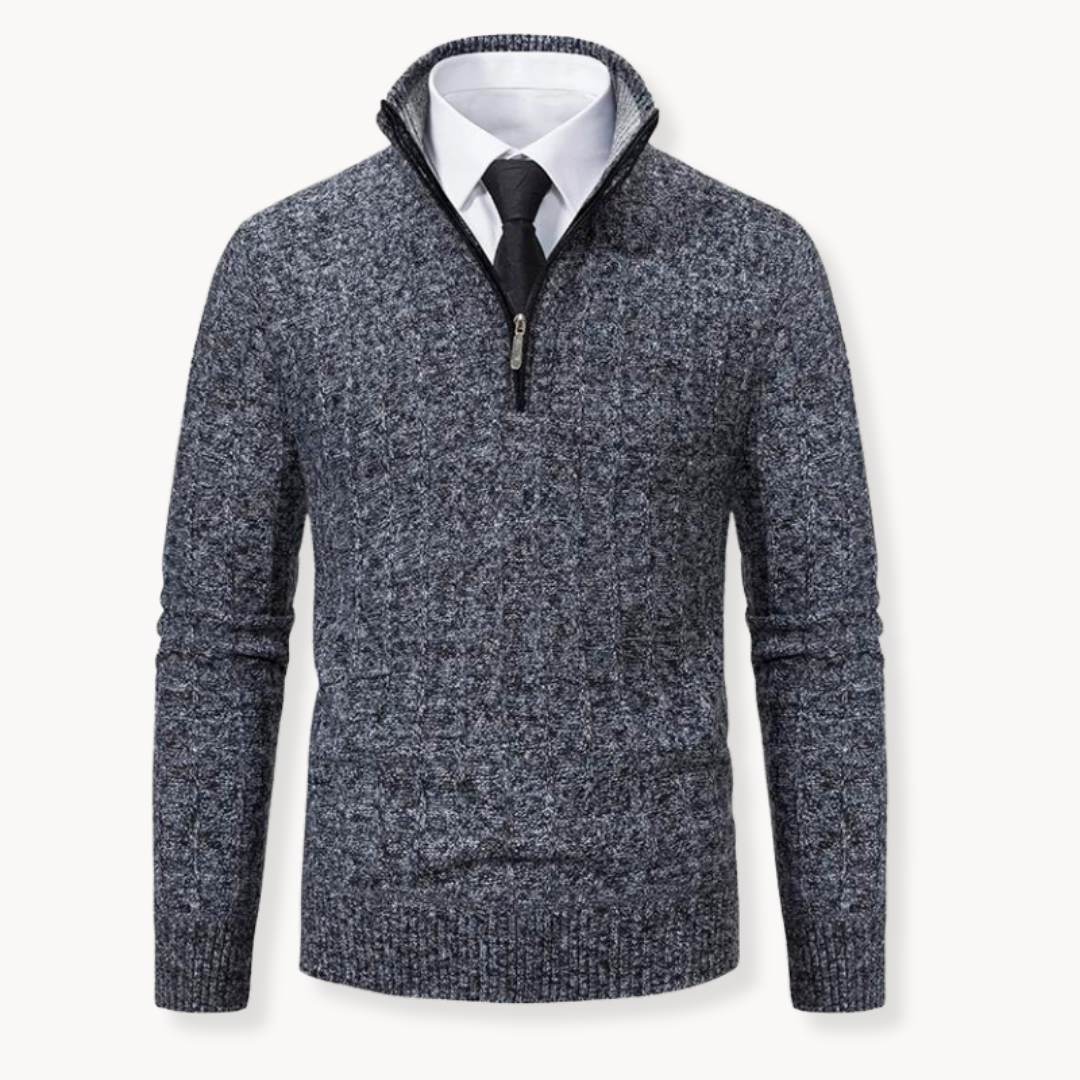 Levoire | Pull En Maille Avec Fermeture Éclair Quart Robuste Gris