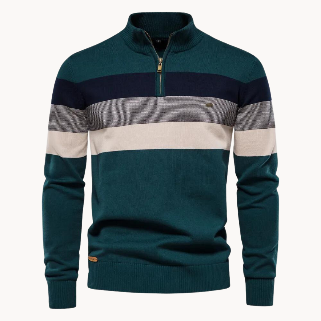 Levoire | Pull Over à Zip Quart Vert