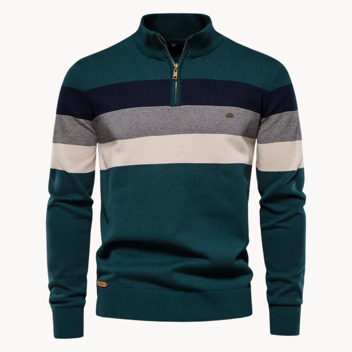 Levoire | Pull Over à Zip Quart Vert