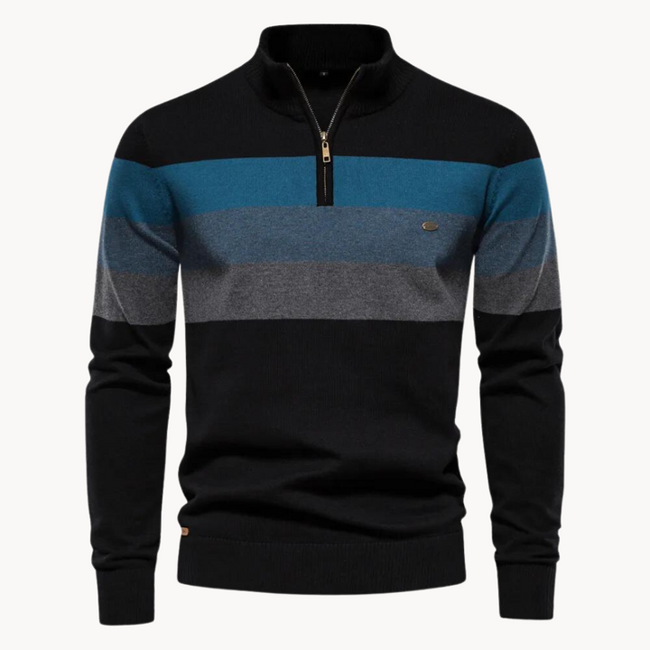 Levoire | Pull Over à Zip Quart Noir