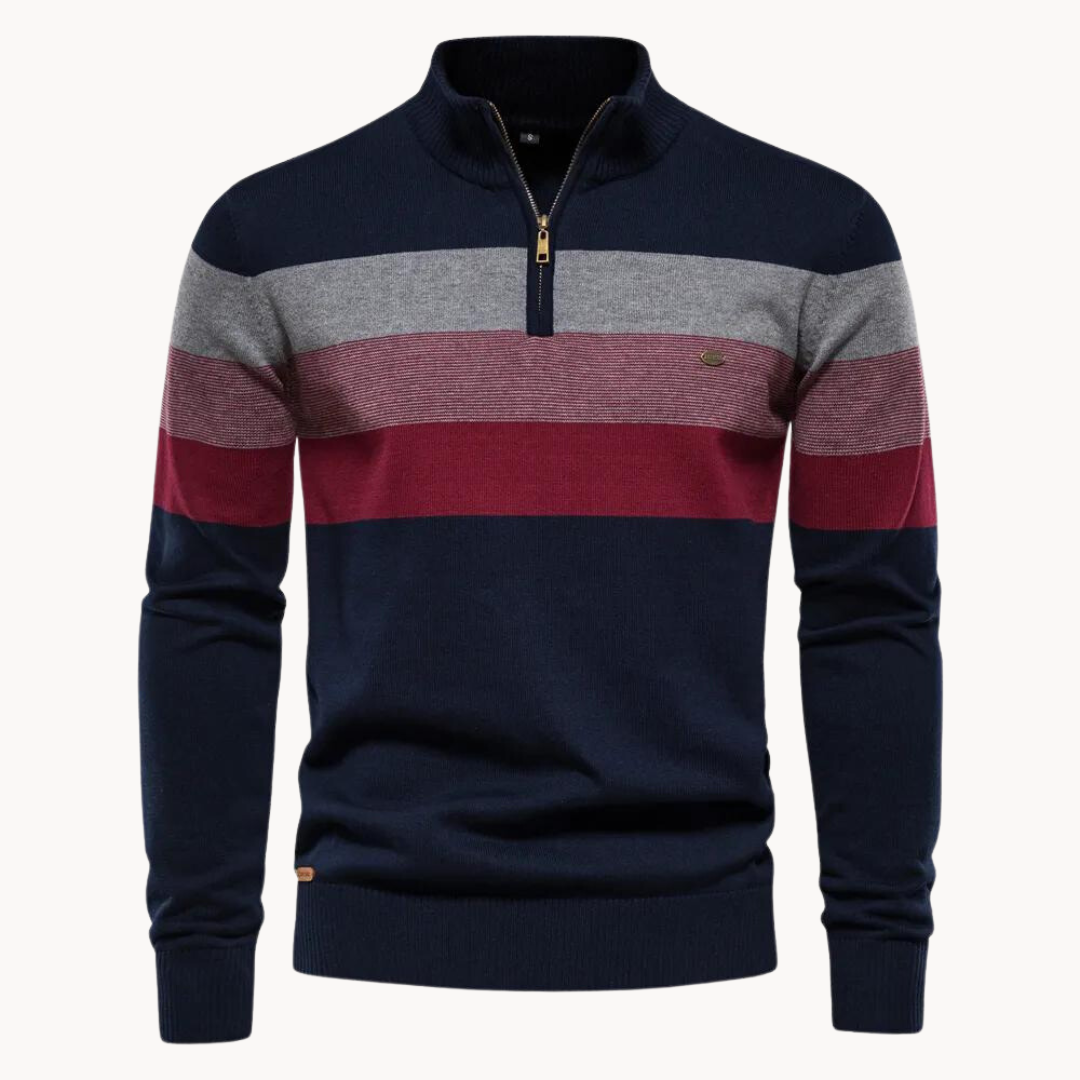 Levoire | Pull Over à Zip Quart Bleu