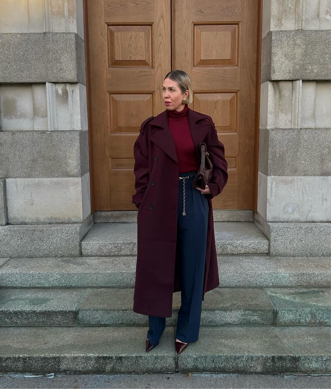 Levoire | Manteau Long Élégant Couleur Bourgogne