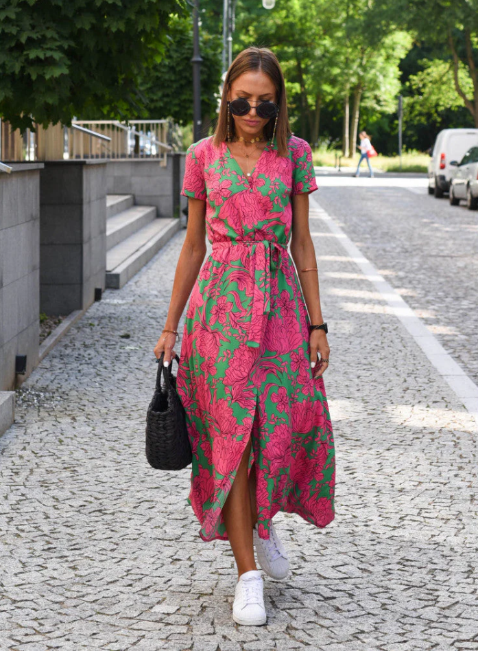 Levoire | Élégante Robe Longue Rot & Grun