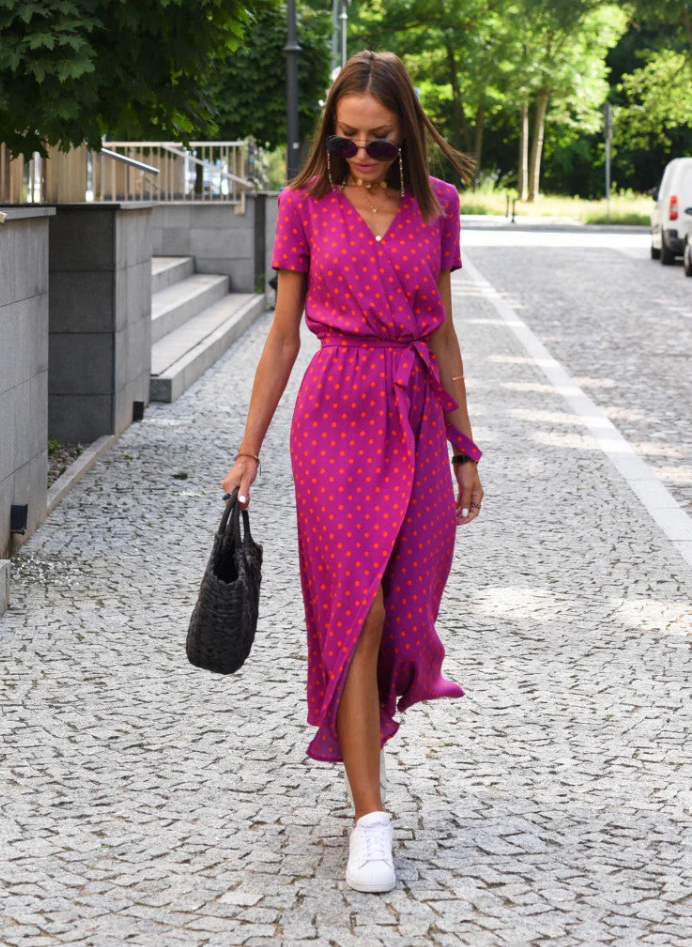Levoire | Élégante Robe Longue Rouge & Jaune