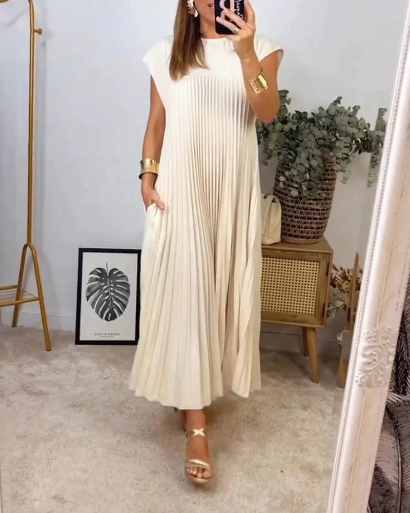 Levoire | Robe sans manches plissée Beige