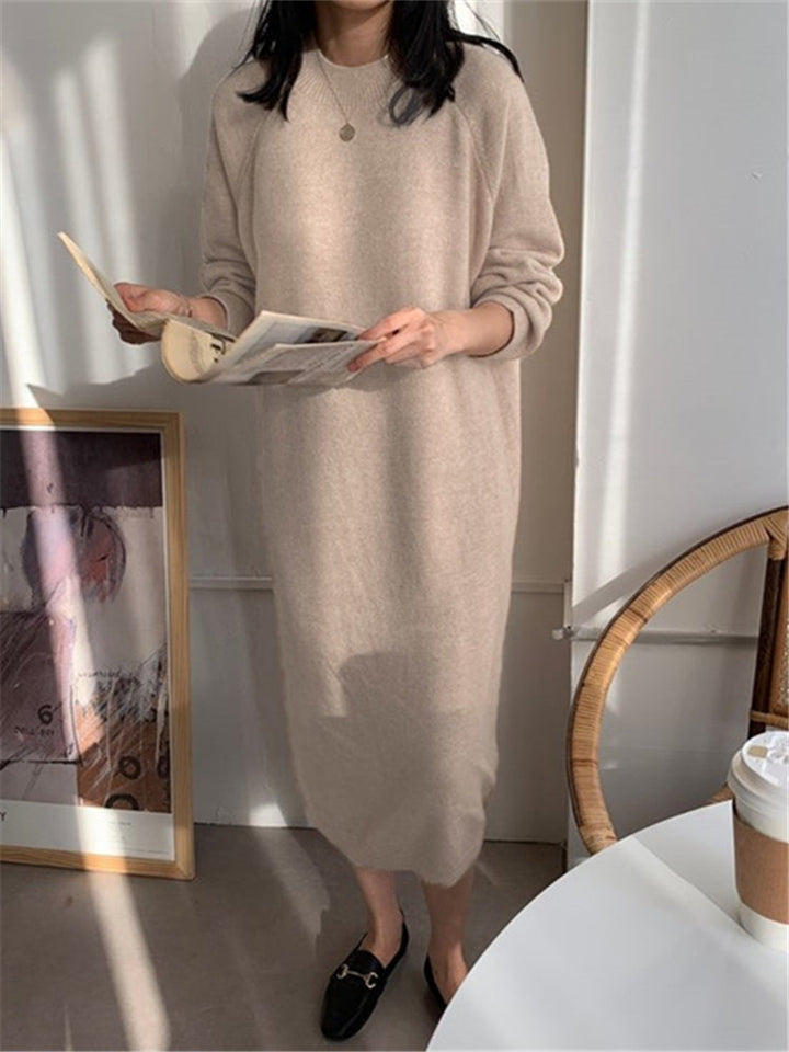 Levoire | Robe Midi Confortable Tricot Khaki Une taille