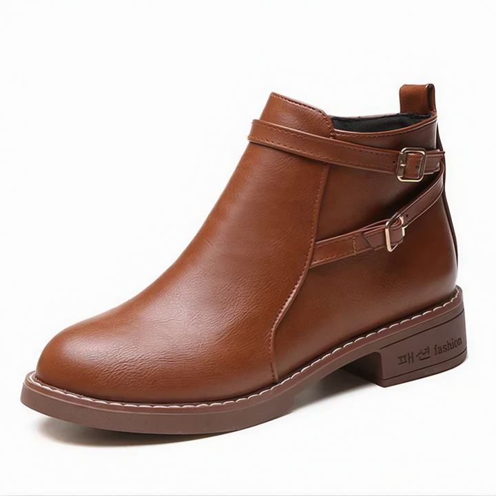 Levoire | Antidérapant Fermeture éclair latérale Boucle Bottes de cheville Châtain clair