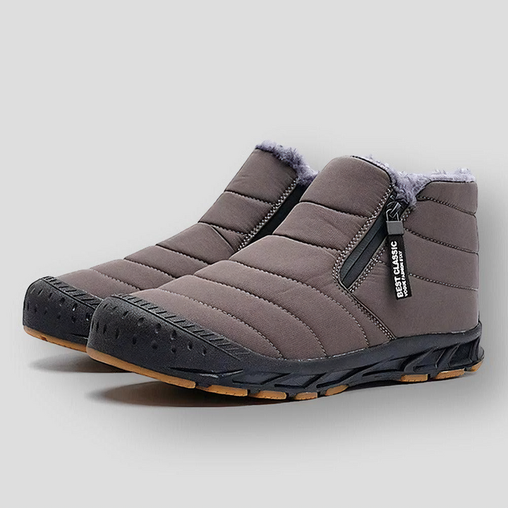 Levoire | Chaussons Pour Enfants En Velours Avec Fermeture Éclair Gris