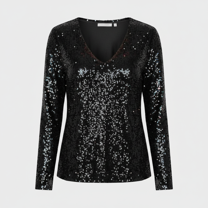 Top femme élégante à paillettes à décolleté en V | Avriane