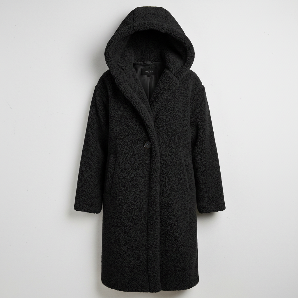 Manteau teddy à la mode pour femmes confort long manteau avec capuche | Avriane