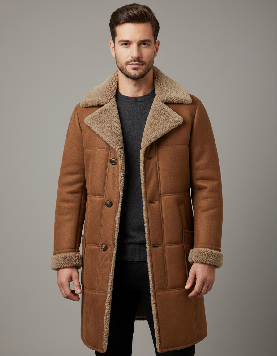 Manteau pilote en peau de mouton classique pour hommes | R&B