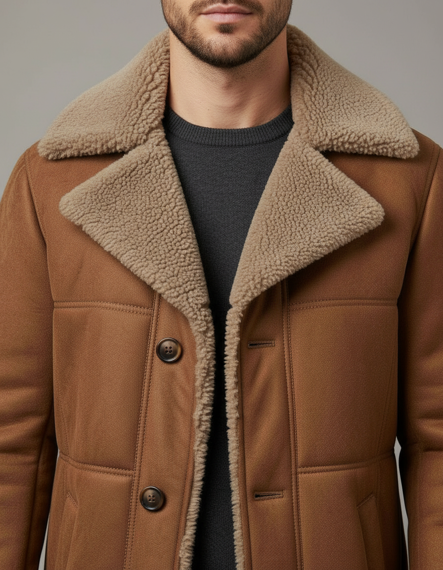 Manteau pilote en peau de mouton classique pour hommes | R&B