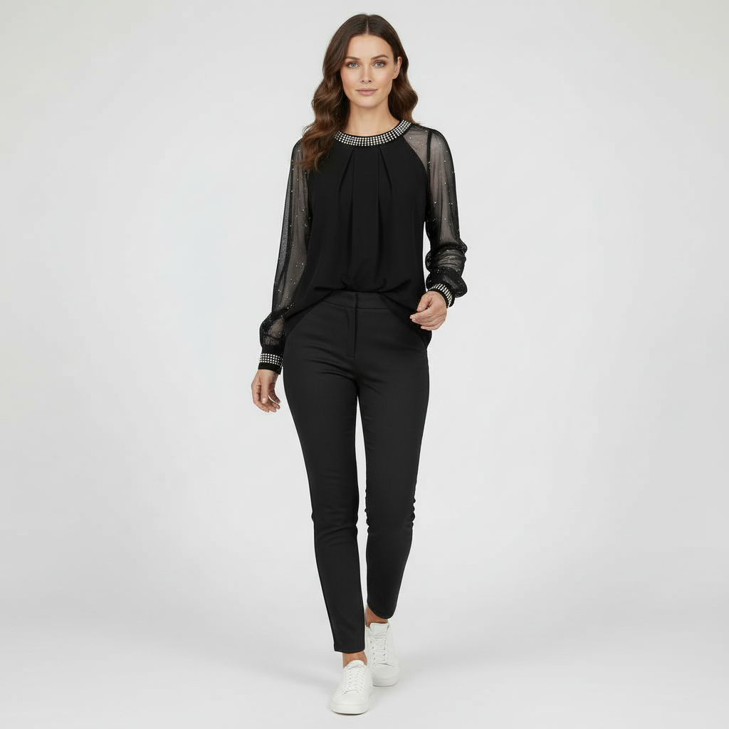 Mesh-Pailletten Top pour femmes | Avriane