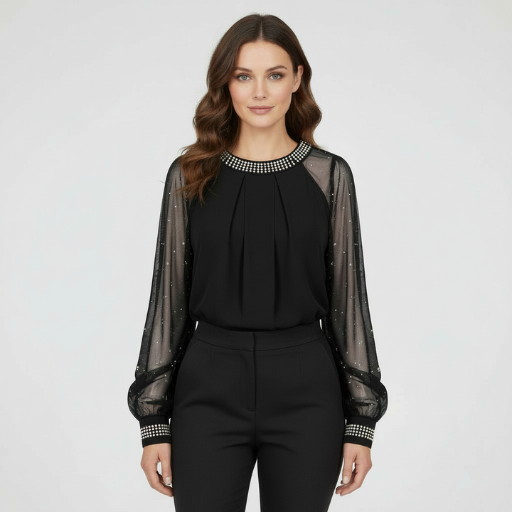 Mesh-Pailletten Top pour femmes | Avriane