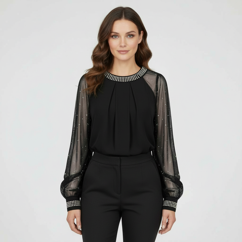 Mesh-Pailletten Top pour femmes | Avriane