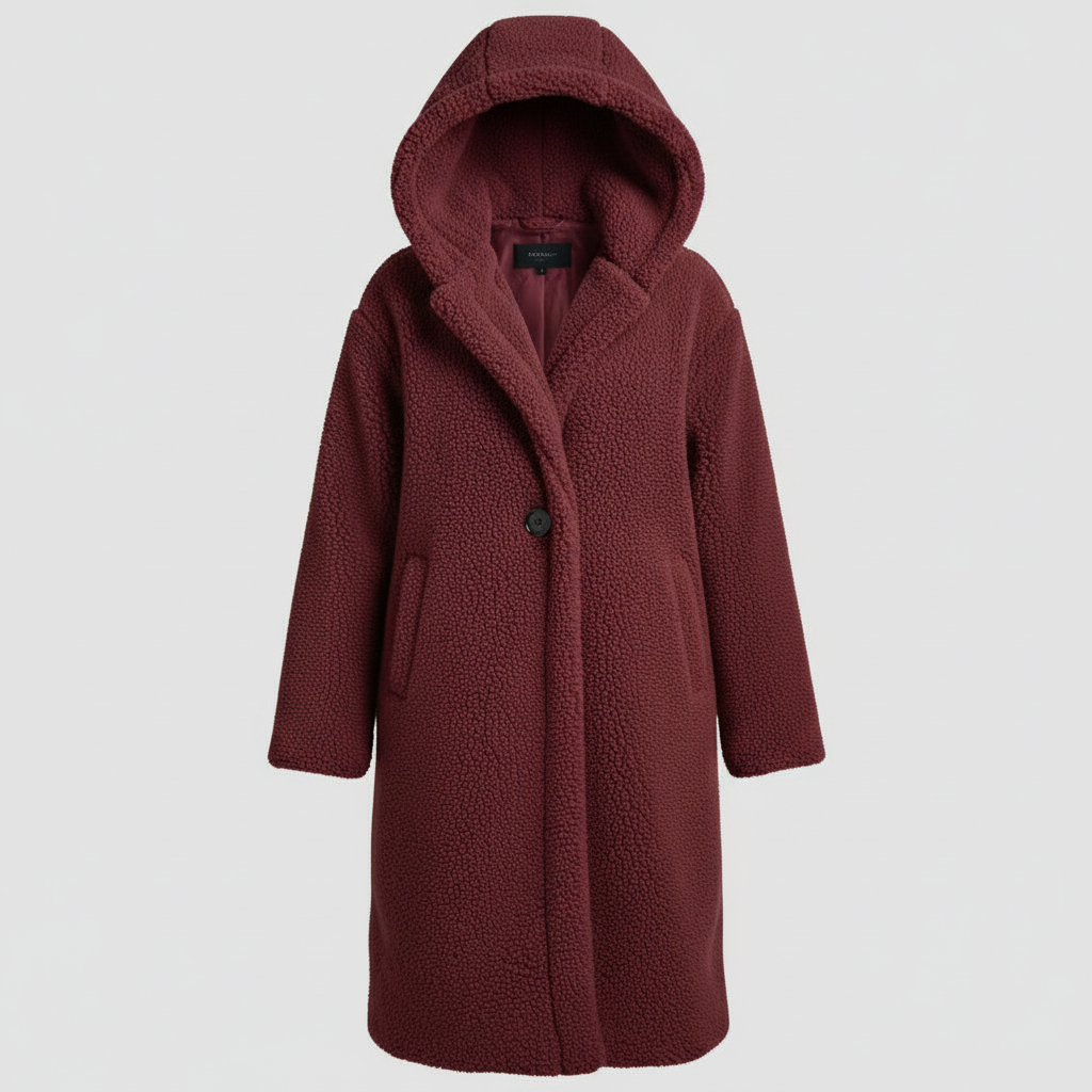 Manteau teddy à la mode pour femmes confort long manteau avec capuche | Avriane