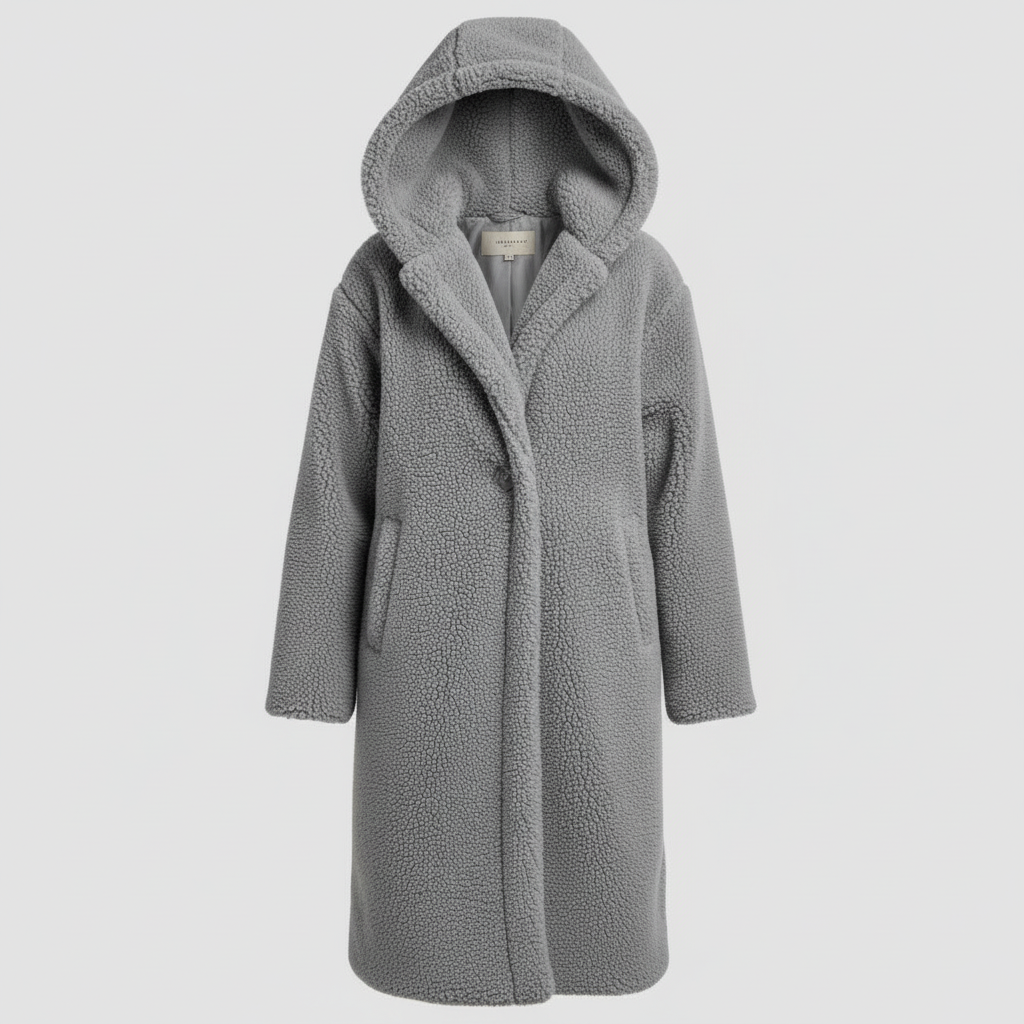 Manteau teddy à la mode pour femmes confort long manteau avec capuche | Avriane