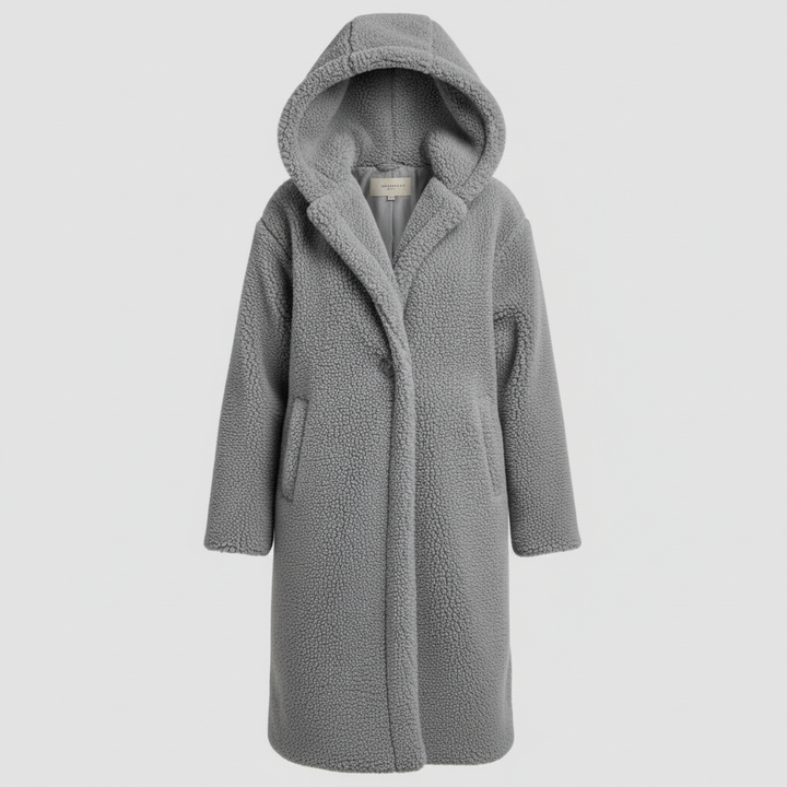 Manteau teddy à la mode pour femmes confort long manteau avec capuche | Avriane