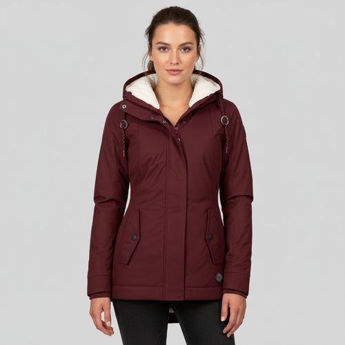 Manteau d'hiver à capuche mi-long ajusté et chaud pour femmes | Avriane