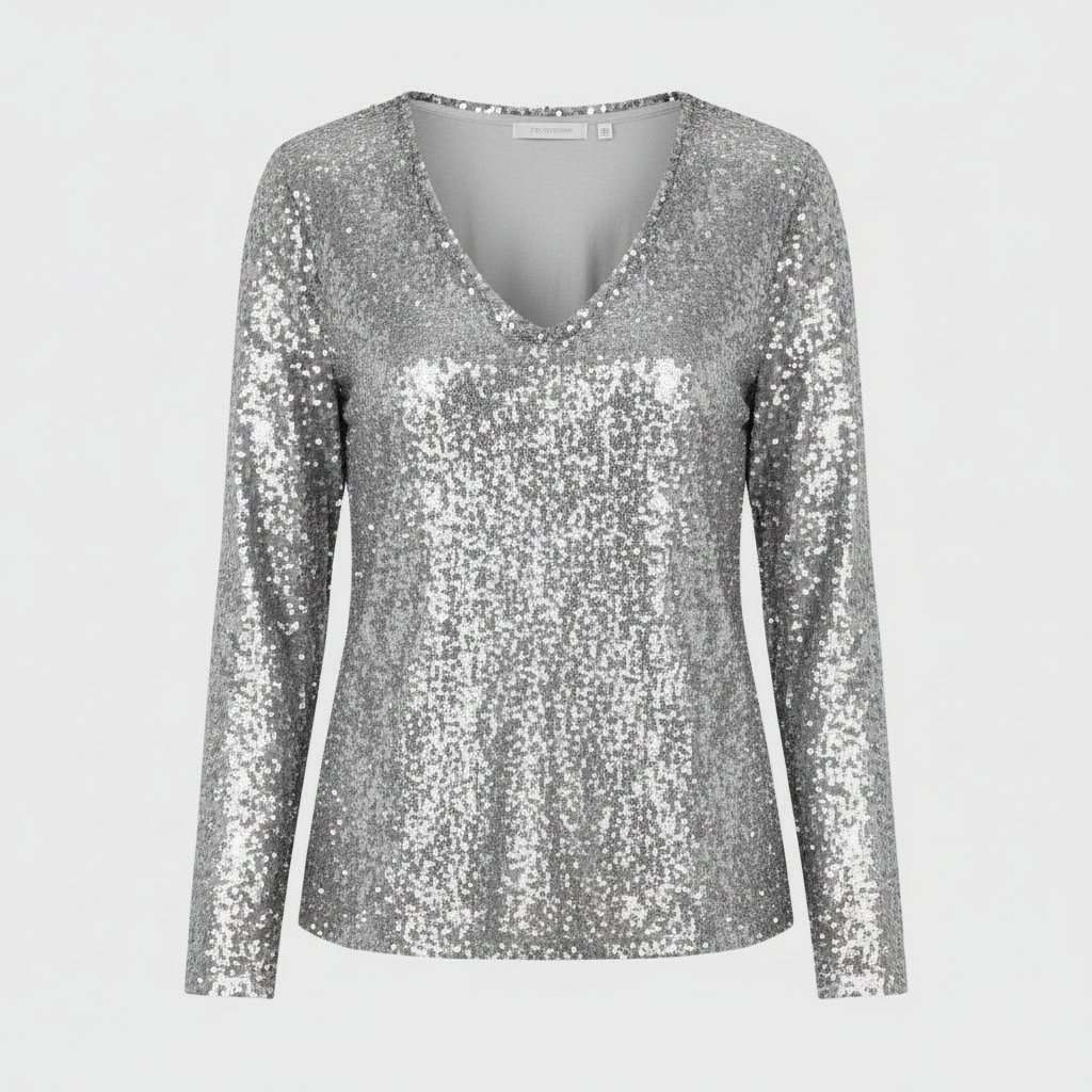 Top femme élégante à paillettes à décolleté en V | Avriane