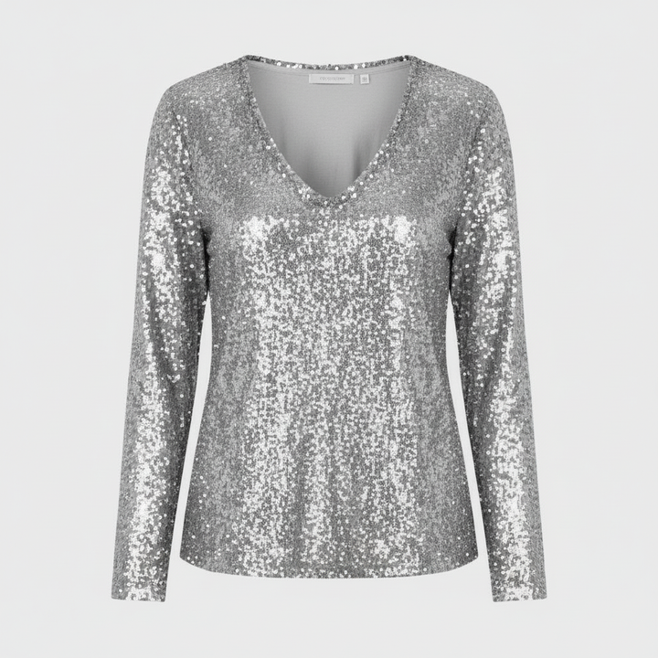 Top femme élégante à paillettes à décolleté en V | Avriane