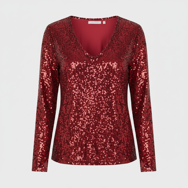 Top femme élégante à paillettes à décolleté en V | Avriane